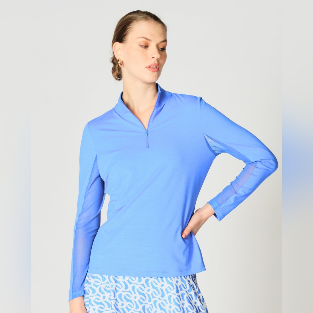 EUC Gottex Kate Mock Neck Half Zip Long Sleeve Top - Picture 6 of 7